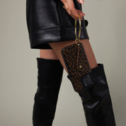 Gigi O-ring Wristlet - Dark Leopard/Gold Bandolier 