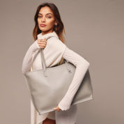 Tote and Clutch Set - Greige/Silver pack Bandolier 