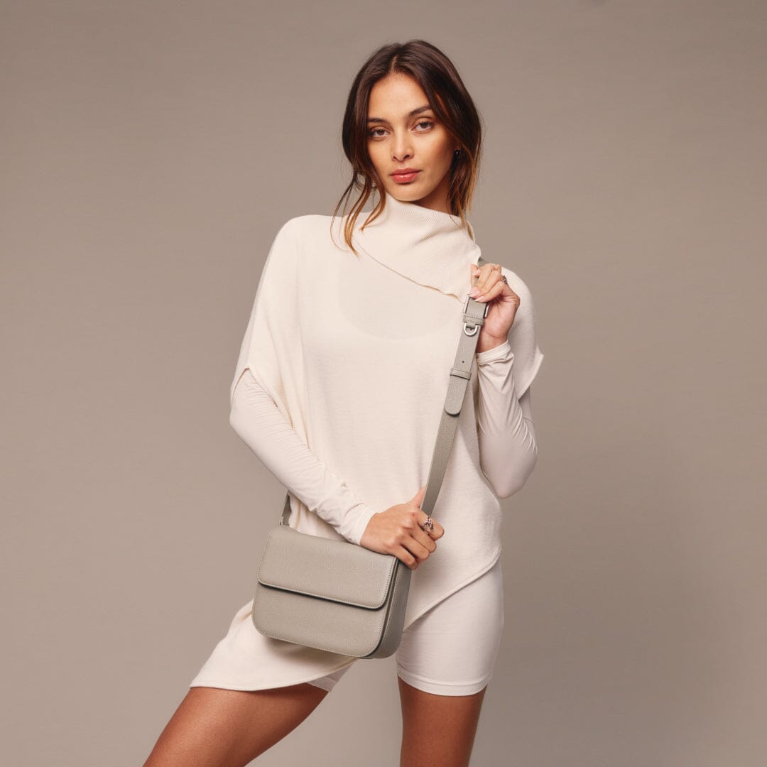 Hailey Crossbody and Tote Bag Set - Greige/Silver