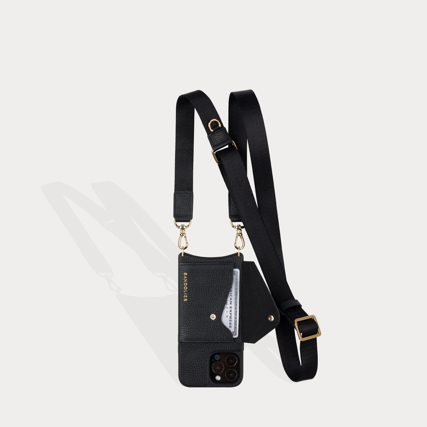 Bobby Nylon Adjustable Crossbody Strap - Black/Gold Strap Bandolier 