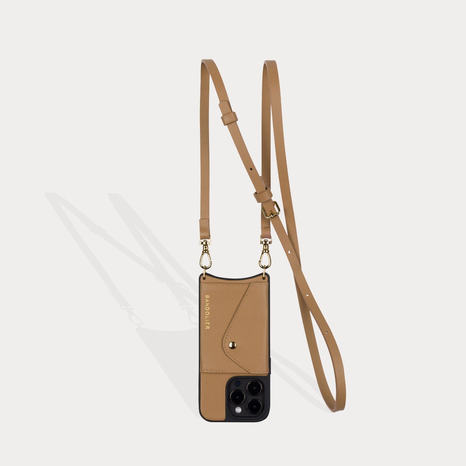 Donna Side Slot Crossbody Bandolier - Tan/Gold