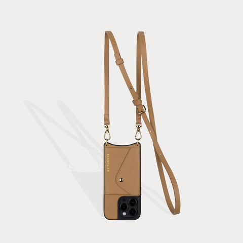 Emma Pebble Leather Crossbody Bandolier in Muted Red/Silver | iPhone Xs/x | Functional Design | Bandolier Style