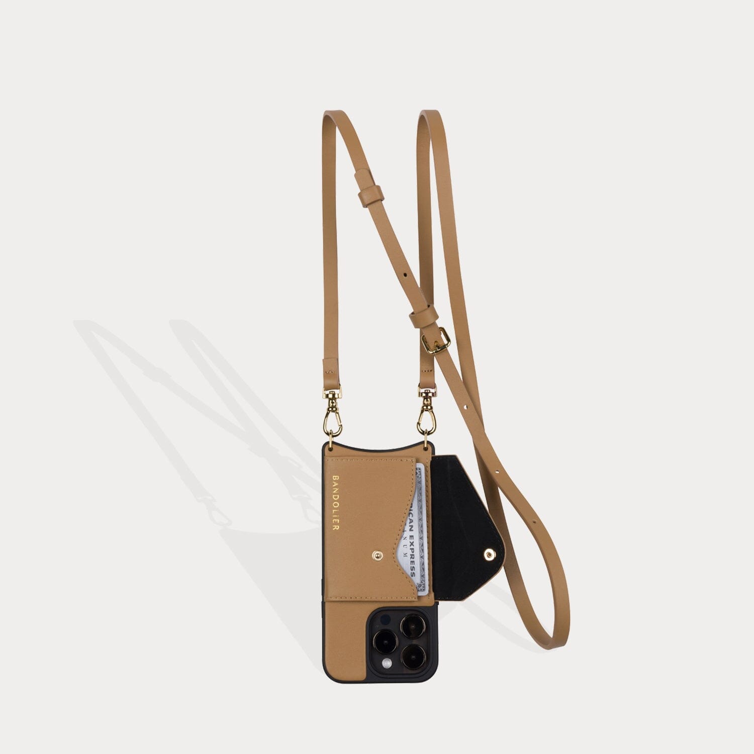 Donna Side Slot Crossbody Bandolier - Tan/Gold