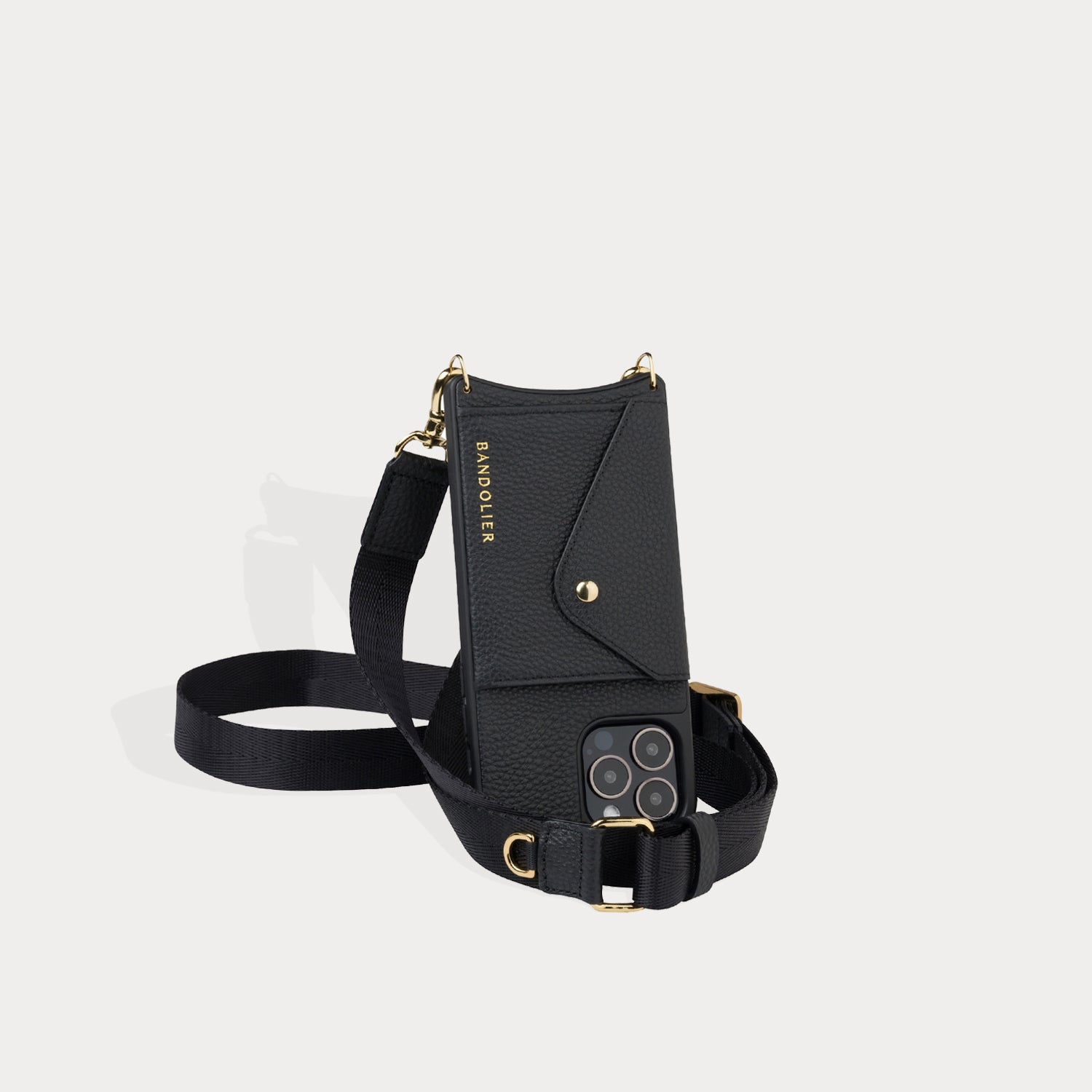 Bobby Nylon Adjustable Crossbody Strap - Black/Gold Strap Bandolier 