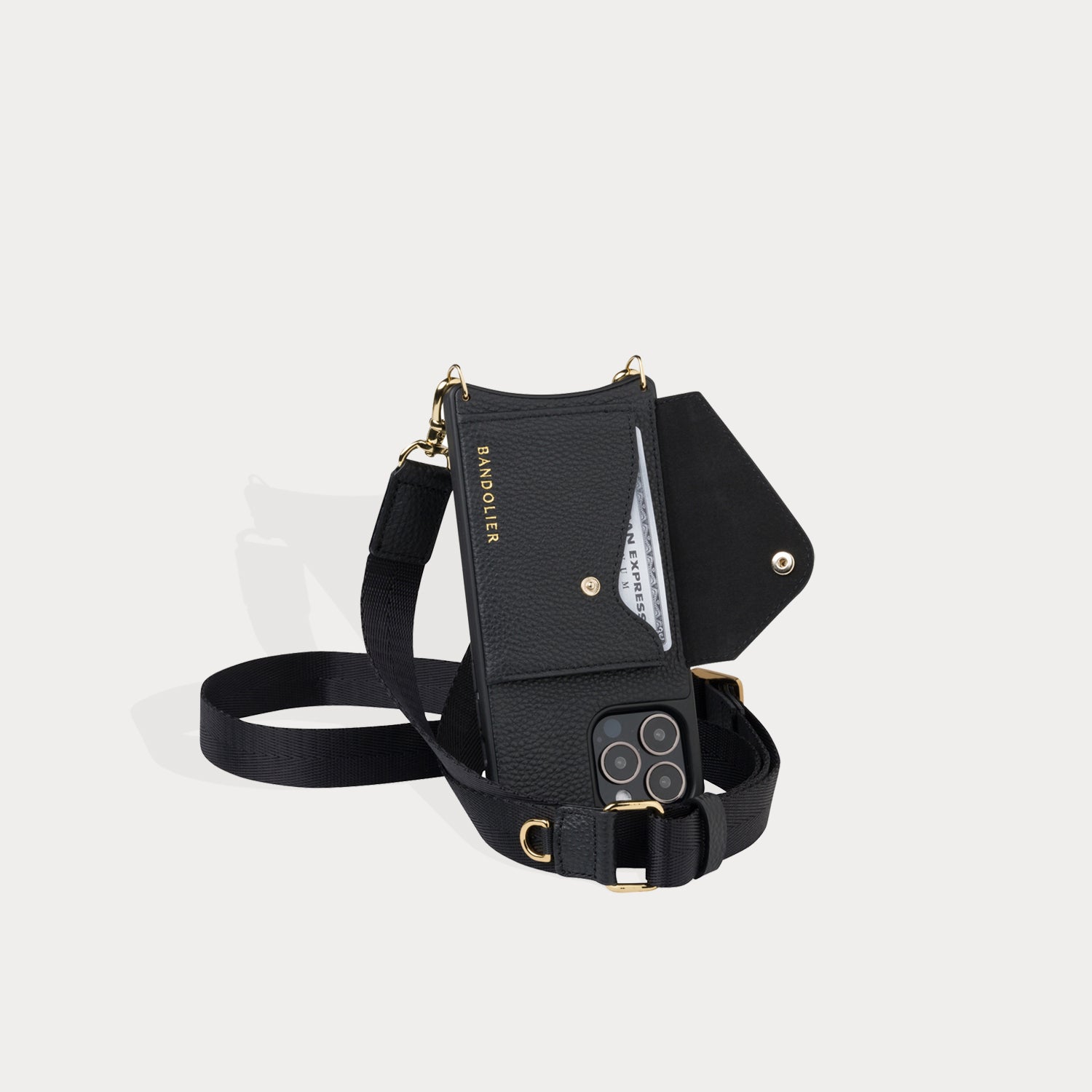 Bobby Nylon Adjustable Crossbody Strap - Black/Gold Strap Bandolier 