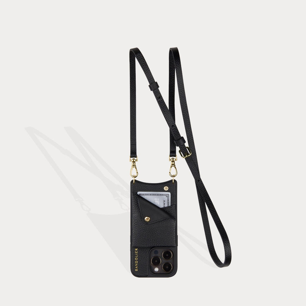 Emma Pebble Leather Bandolier Black/Gold