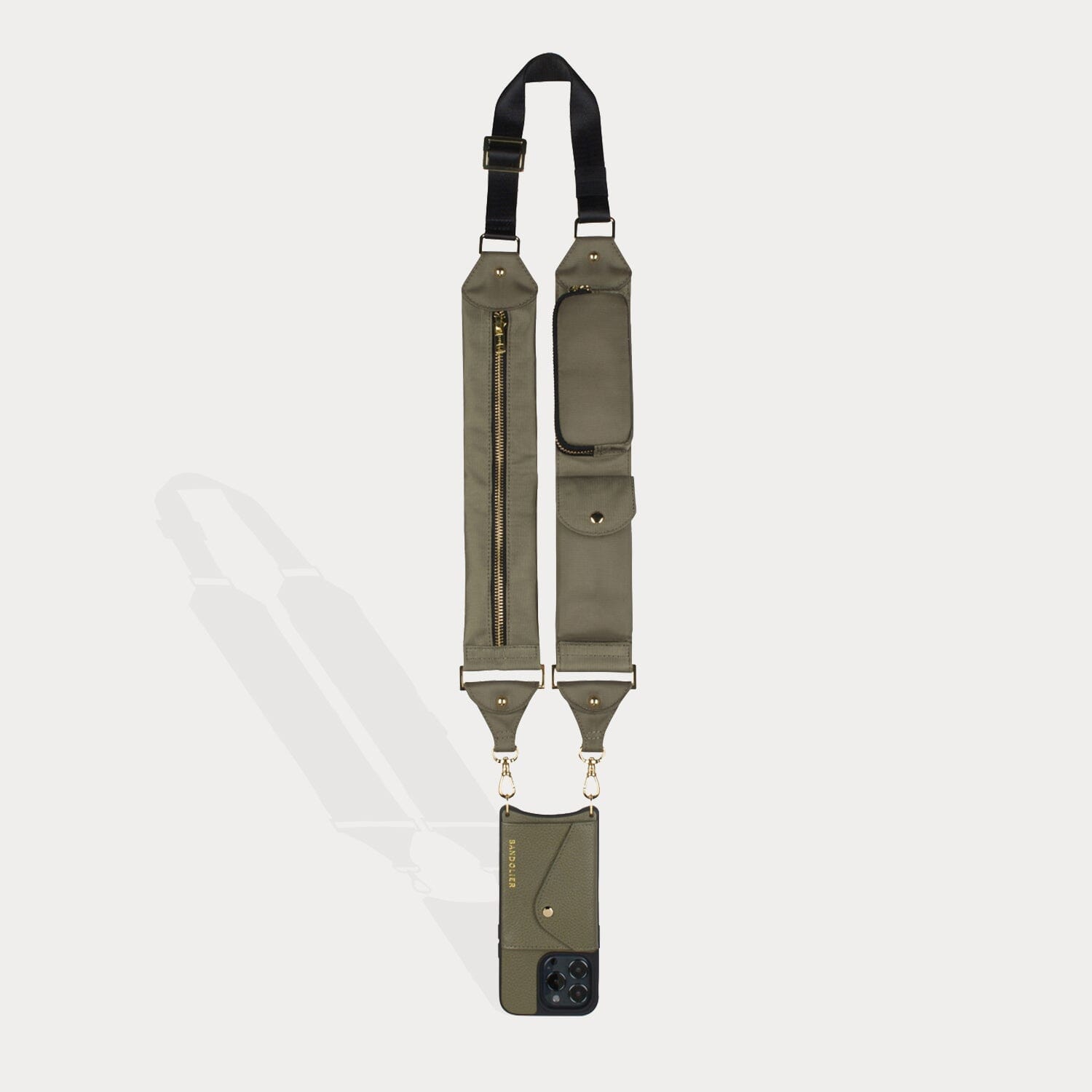 Billie Nylon Utility Crossbody with Case - Army Green/Gold Mobile Phone Cases Bandolier 