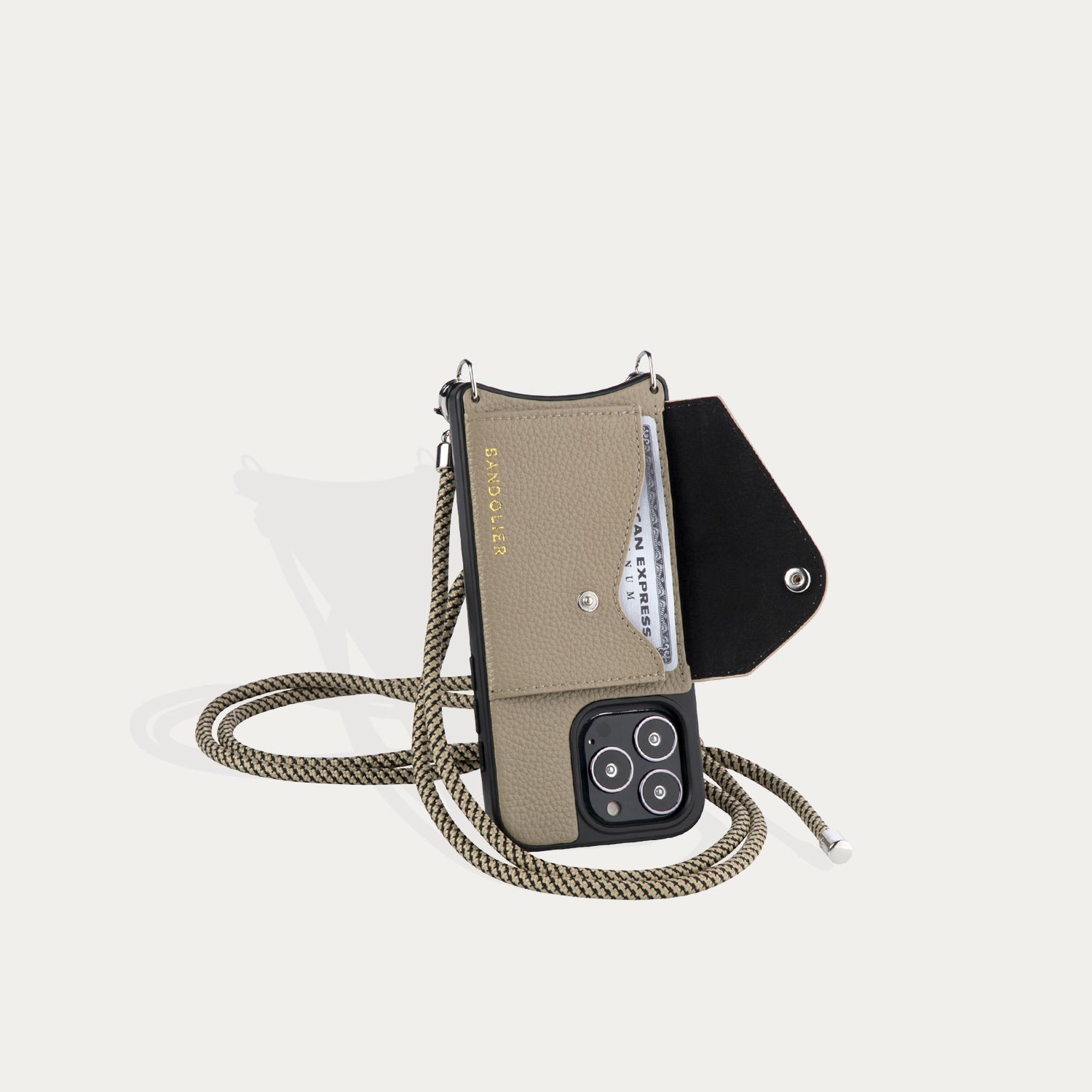 Julian Pebble Leather Crossbody Bandolier - Greige/Silver Bandolier 