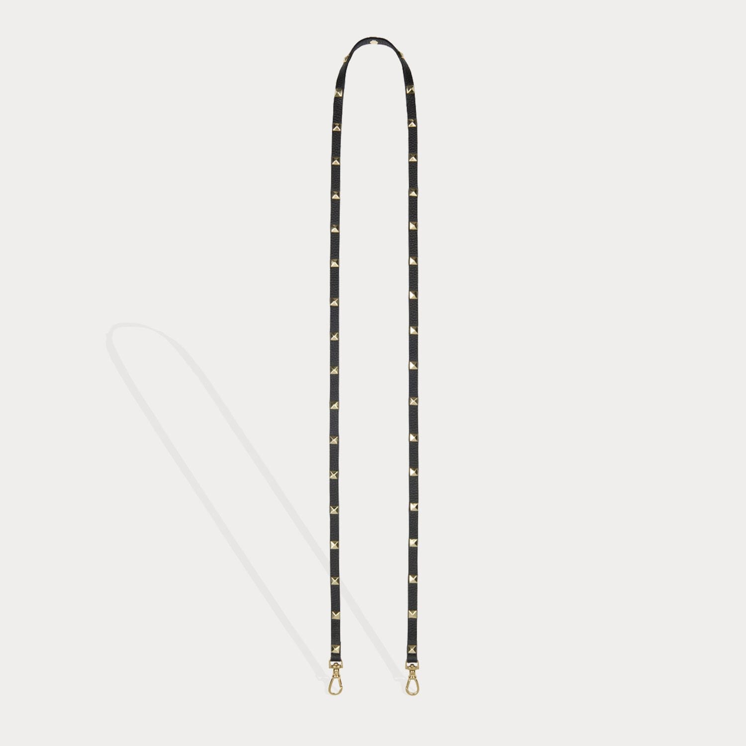 Sarah Pebble Leather Pyramid Stud Strap - Black/Gold Strap Bandolier 