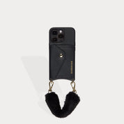 Norah Faux Fur Wristlet - Black/Gold Bandolier 