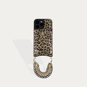 Sabrina Vegan Wristlet - Glitter Cheetah/Gold Bandolier 