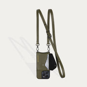 Casey Side Slot Pebble Leather Crossbody Bandolier - Army Green/Pewter Bandolier 