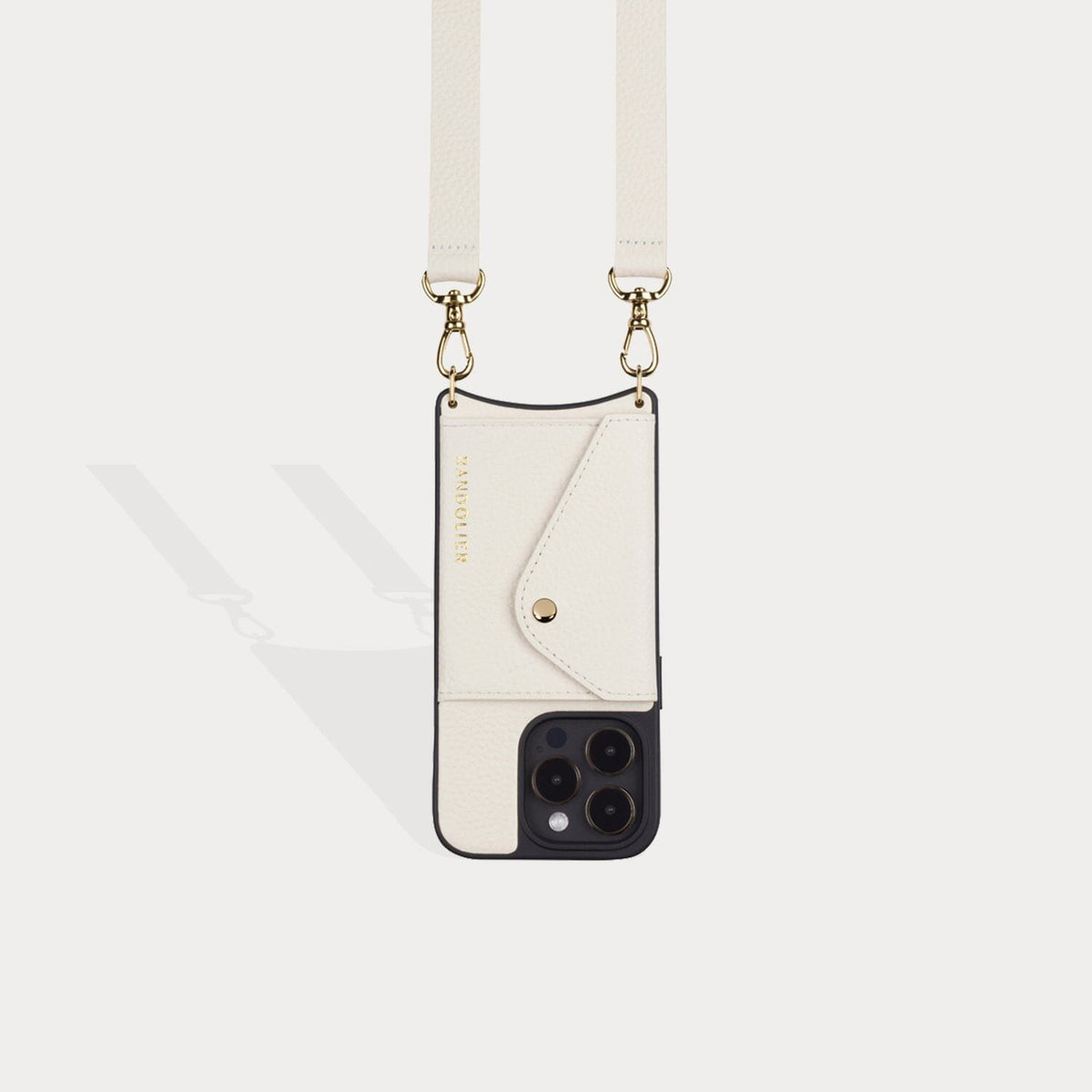 Hailey Side Slot Leather Crossbody Bandolier - Ivory/Gold